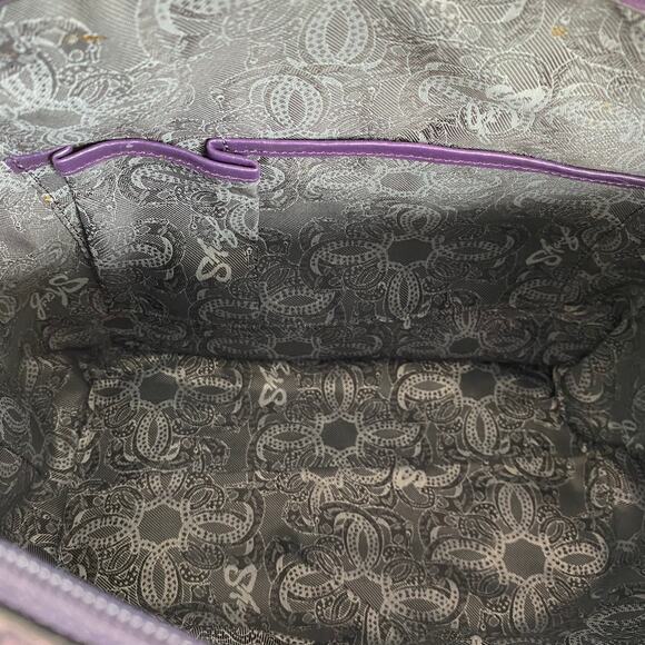 Original by Sharif 1827 Quilted Satchel Bag Purple Leather Snakeskin Mobwife NWT - Picture 7 of 13